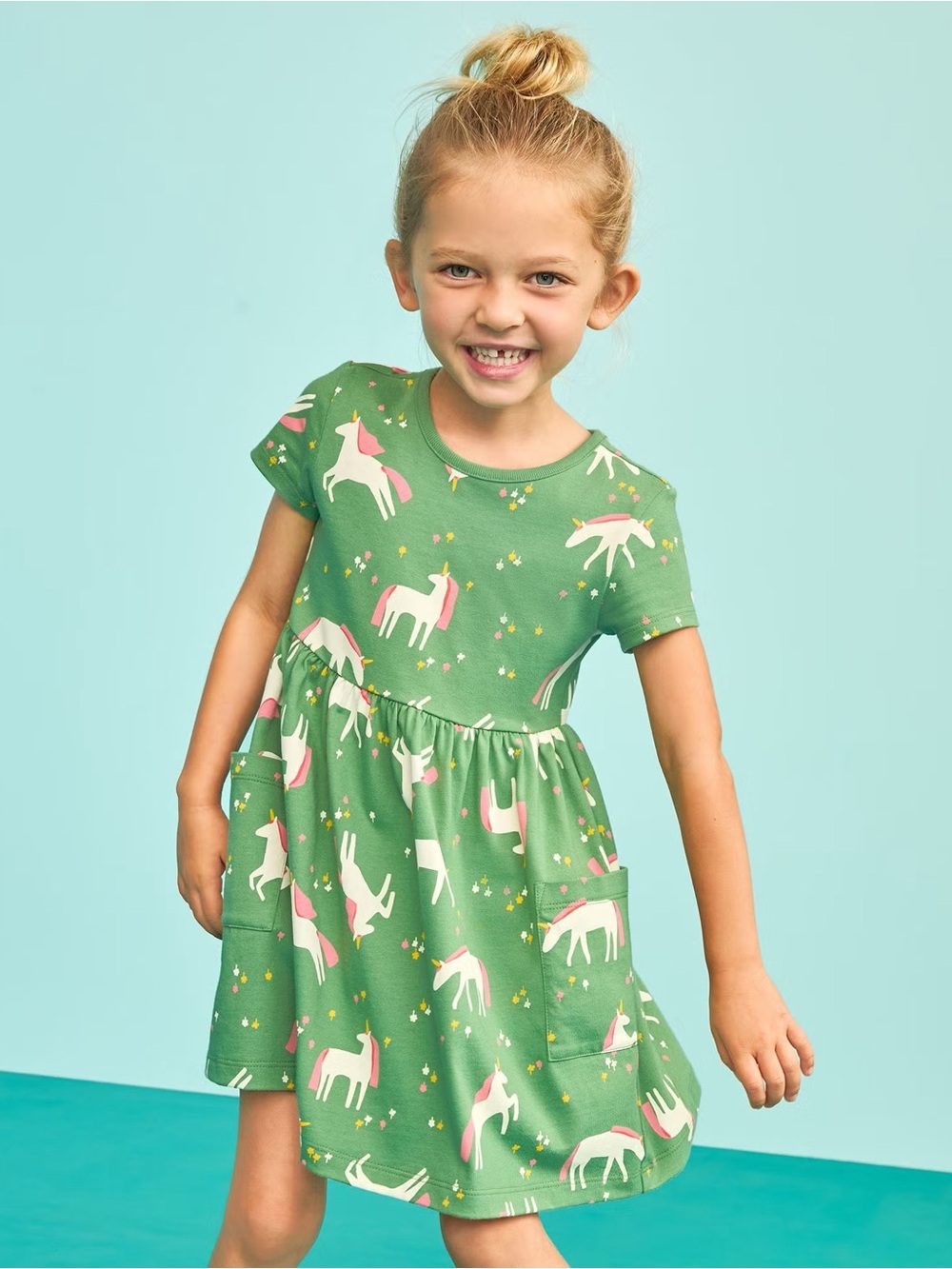 Hanna Andersson Playground Pocket Unicorn Dress Size 8